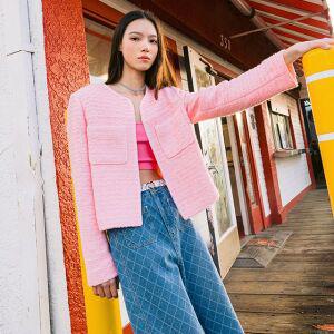 라운드넥 트위드 자켓 AP1WJ266