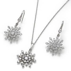 눈꽃 쥬얼리 세트 실버 눈꽃 목걸이 귀걸이 기념일 화이트데이 크리스마스 여자친구 선물 골드앤실버 1104