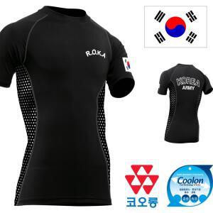 어택존 국산 반팔 쿨론 래쉬 가드 ROKA 검정 티셔츠 남자 면 쿨 반 밀리터리 군인 군용 로카 티