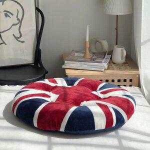 [한스갤러리]유니언잭 극세사 방석 원형 식탁 의자 사무실 쿠션 겨울 방석