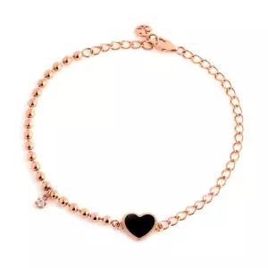 갤러리아 [비앤비골드] 18K 오닉스 하트 언발 체인 팔찌 SNB34186