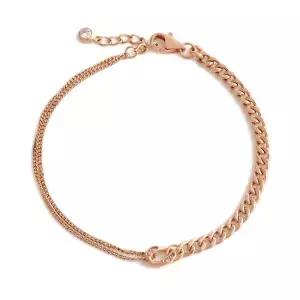 [비앤비골드] 14K/18K 큐빅 커브 언발 두줄 체인 팔찌 GTB36249