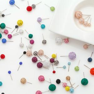 국산 [92.5은침]미러볼 큐빅귀걸이 1쌍 8/10mm