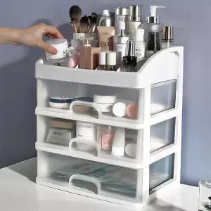 대용량 서랍형 화장품정리함 투명창 플라스틱 보관함 화장대 정리대 메이크업 수납함 OTR-CS3T