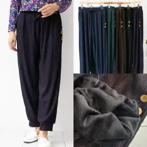 엄마옷 마미소 단추 몸빼 바지 기모 봄가을 주름 편안한 밴딩 할머니 빅사이즈 40 70 마담 중년 여성 옷