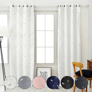 [라이크홈]트윙클/스타/별빛 포인트 공간분리 햇빛차단 암막커튼 1/2P 작은창/긴창/대폭/특대형 6Colors