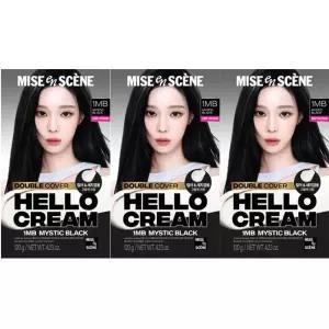 미쟝센 헬로크림염색약 1B미스틱블랙x3개(1MB로 리뉴얼)확실한톤다운 완벽새치커버 얼룩커버