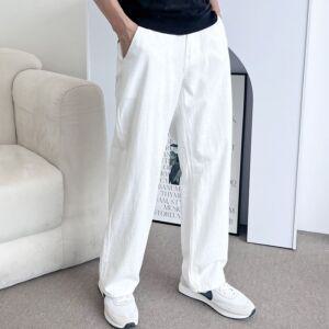 와이드 남자 면바지 여름 남성 일자 밴딩 팬츠 바지 남자여름바지 남성여름바지 남자와이드바지 남자일자바