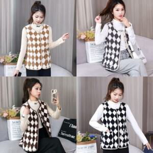 아가일 양털 지퍼조끼 베스트 4color / 뽀글이 옆트임 루즈핏조끼