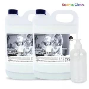 순수크린 주방세제 4LX2개+리필용기1개 저자극 대용량 과일야채세척