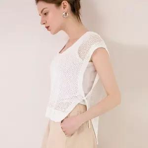 [막스까르띠지오]리본 브이넥 그물망사 니트 조끼