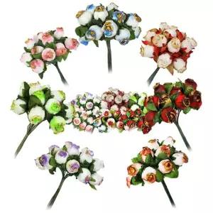 항아리장미- 금테투톤) 항장미 조화꽃 1단12송이 꽃다발 꽃장식 조화꽃장식 꽃다발만들기