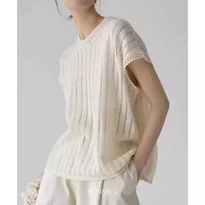 [하프클럽/]라운드넥 여름 반소매 니트티 펀칭 구멍 빅사이즈 니트 티셔츠