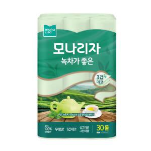 모나리자 녹차가좋은 3겹 30M 30롤 1개 천연펄프 화장지 휴지
