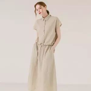 [막스까르띠지오][패션플러스 단독상품] 나일론 반팔 셔츠 롱스커트 세트