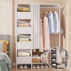 드레스룸 시스템 커튼 비키니 옷장 행거 옷걸이 헹거/조립식 조립형 오픈형 다용도 간편 DIY 가정용 간이