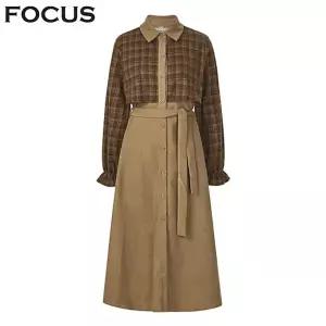 [포커스] 벨트SET체크배색트렌치셔츠원피스_VFI5W1OP3211