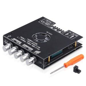 블루투스 앰프 보드, ZK-HT21 2.1 채널 160W x 2+220W 서브우퍼 스테레오 미니 오디오 파워 모듈 TDA7498E 하이파이 칩, DIY 홈 스피커용 BT USB AUX 입력 DC 15-36V
