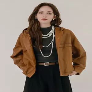 [막스까르띠지오][양가죽] 플랩 디테일 루즈핏 후드 레더 자켓