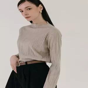 [막스까르띠지오]벨로아 플리츠 물결 하프넥 티셔츠