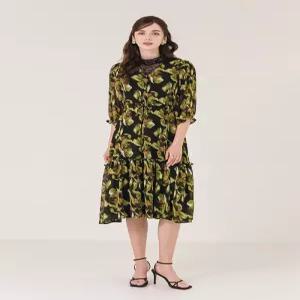 [막스까르띠지오]올리브 빅플라워 쉬폰  원피스