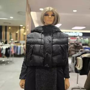 [에고이스트] 사선 퀼팅 하이넥 크롭 다운조끼  EQ4ONV-01