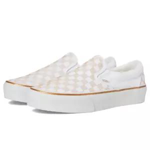 반스 클래식 슬립온 플랫폼 메탈릭 체크레드 골드