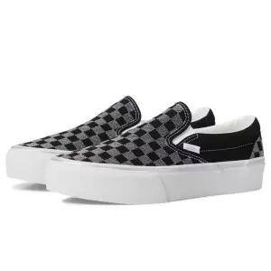 반스 클래식 슬립온 플랫폼 메탈릭 체크레드 블랙