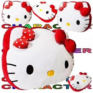 늘푸른백화점 헬로키티SHK28 키티리본도트얼굴쿠션 봉제인형 팬시 캐릭터 소품 패션 방석 선물용