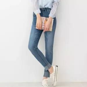 [하프클럽/셀러허브_여성트랜드패션]하이웨스트롤업워싱스판스키니청바지