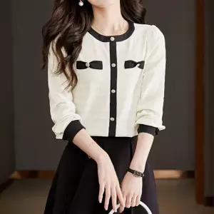 (예쎄) 라운드넥 배색포인트  블라우스(S5FBL019A)