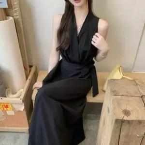 [신세계라이브쇼핑][옷자락] 여성 랩형 V넥 민소매 롱 원피스 허리끈 포함