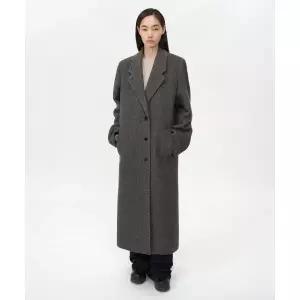 INSILENCE WOMEN 클래식 맥시 코트 BROWN