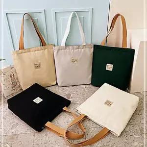 라벨 캔버스 귀여운 사계절 곰돌이 깔끔 토트 에코백 관공서 2WFGCZW16F