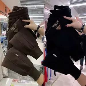 여성 기모 바지 추동 빅사이즈 슬림핏 커피색 조거 트레이닝 배기 두꺼운 맨투맨 H64Z4N HOT1
