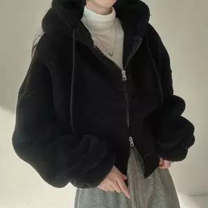 후드집업 여자 양털후드집업 세미크롭 크롭후드집업 겨울점퍼 여성후드집업 2컬러 여자후드집업 퍼 양털