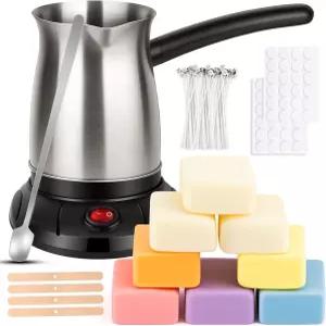 양초 제조용 KEARLGMBH 왁스 멜터 멜팅 포트가 있는 소이 캔들 제조 키트 1파운드 교반 스푼 윅스 센터링