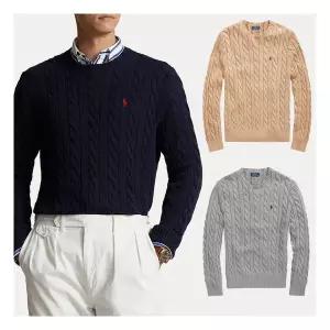 폴로 랄프로렌 남성 포니 자수 로고 꽈베기 니트 스웨터