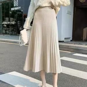 스커트 치마 SK 여자 미팅 소개팅 룩 주름 니트 플레어 롱 봄