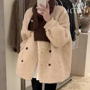 [하프클럽/] 보아퍼 플리스 뽀글이 더블 여성 하프 코트 위니보아퍼코트 B-71