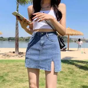 스커트 치마 SK 슬림 데님 미니 청치마 핫 팬츠