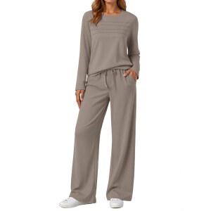 오토멧 트레이닝복 여성 2 아웃핏 가을 공항 라운지 트레이닝 세트와 와이드 레그 팬츠 트랙 패션 슈트