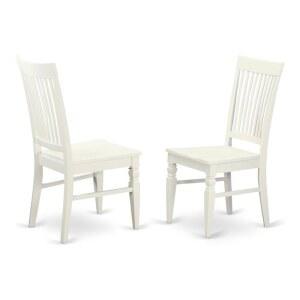 이스트 웨스트 가구 WEC WHI W 웨스턴 다이닝 룸 의자 슬랫 백 우드 시트 2개 세트 린넨 화이트