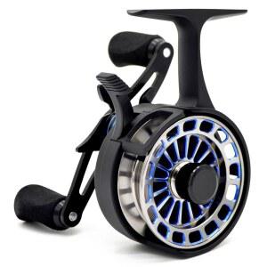 인라인 아이스 낚시 릴, 3.2:1 고속 기어비, 3+1 역방향 볼 베어링, 마그네틱 브레이크, 겨울 낚시용 CNC 알루미늄 스풀이 장착된 경량 흑연 프레임