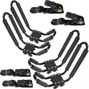 카누 캐리어 SUP 패들 서프보드 마운트를 위한 카약 랙 J-바 카 루프 2쌍 차량 SUV 및 트럭 크로스바에는