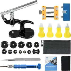 지스텔 6 in 1 시계 수리 키트 + 프레스 도구 배터리 교체 백 리무버가 있는 제거 오프너 조절 가능한