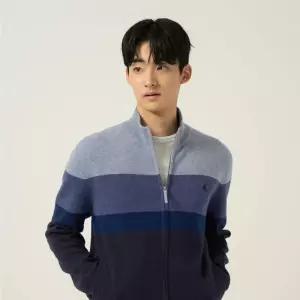 매장정품 BEANPOLE 빈폴 [FW25]컬러블럭 집업 카디건 - 스카이 블루 BC595AC30Q_LL 792674