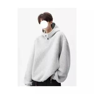 올요아 남자 키작남 후드집업 점퍼 하이넥 단추 후드 추동 커플 캐주얼 코트 꾹4