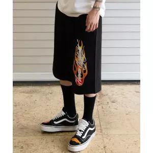 매장정품 CREAM SODA LAB 크림소다랩 휴먼 하이라이트 카펜터 루즈핏 8부 트레이닝 숏팬츠 블랙 CFZK81S011