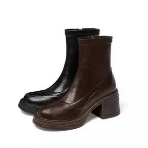 쉬헐크 여성 여친 신발 워커힐 사일런트 윙팁 키높이 키다리 스트랩 워커 블랙 라이더 부츠 슬림 KKE5